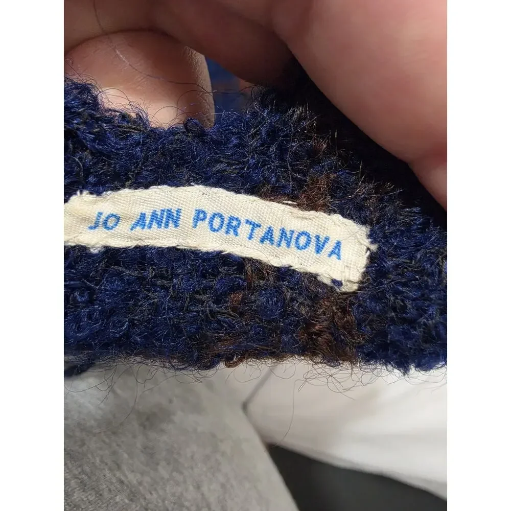 Jo Ann Portanova Throw Plaid Blue Blanket Vtg Flaw Checkered